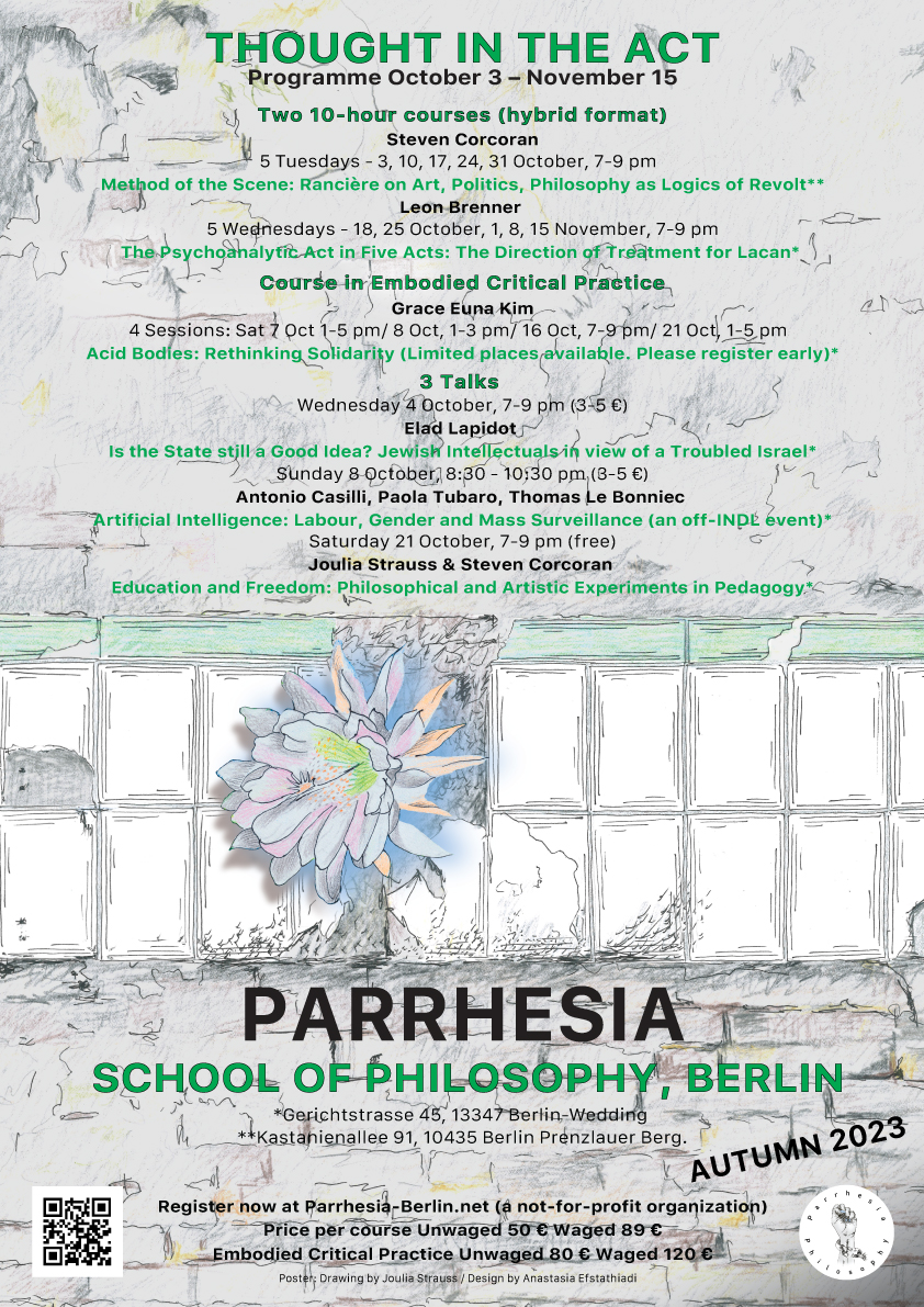 Parrhesia Autumn Programme